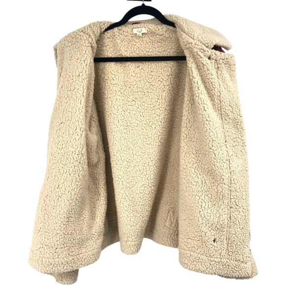 Easel Corduroy Trucker Chore Jacket Sherpa Size Large Rust Orange Red - Picture 6 of 8